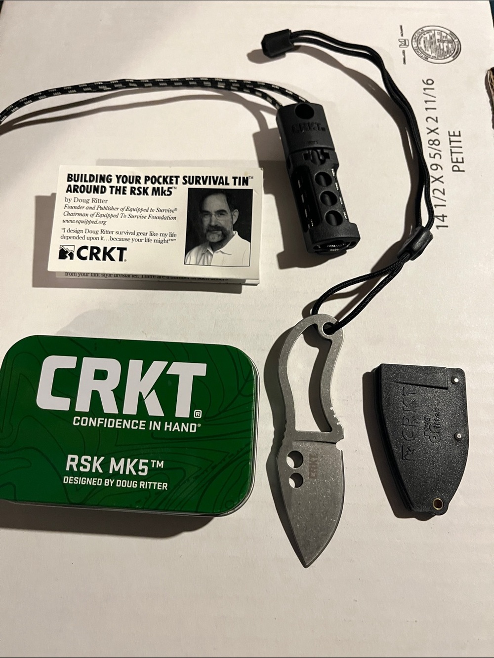 RSK MK5 Pocket Survival Knife - Stonewashed Steel & fire starter